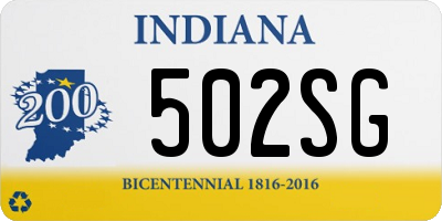 IN license plate 502SG