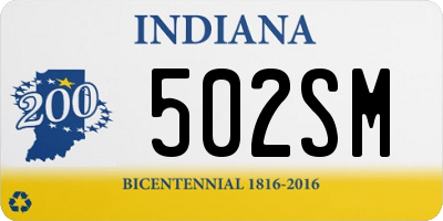 IN license plate 502SM