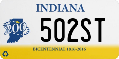 IN license plate 502ST