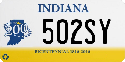 IN license plate 502SY