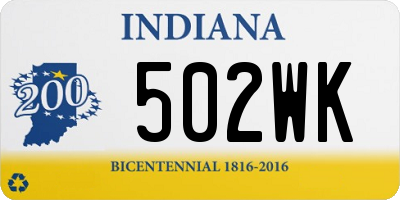 IN license plate 502WK