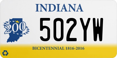 IN license plate 502YW