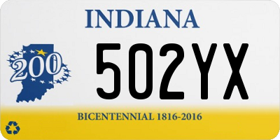 IN license plate 502YX