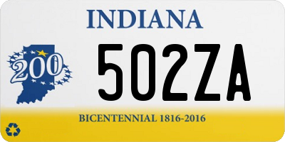 IN license plate 502ZA