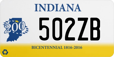 IN license plate 502ZB