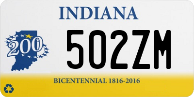 IN license plate 502ZM