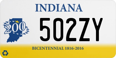 IN license plate 502ZY