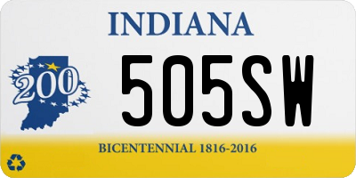 IN license plate 505SW