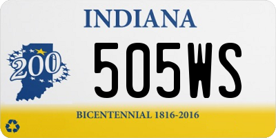 IN license plate 505WS