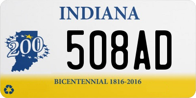 IN license plate 508AD