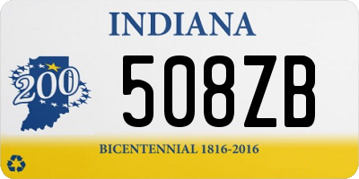 IN license plate 508ZB