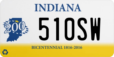 IN license plate 510SW