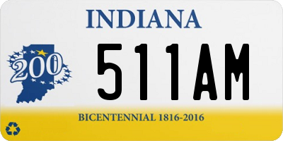 IN license plate 511AM