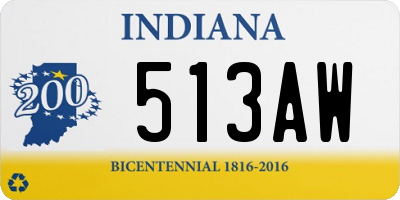 IN license plate 513AW