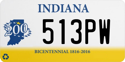 IN license plate 513PW