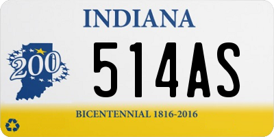 IN license plate 514AS