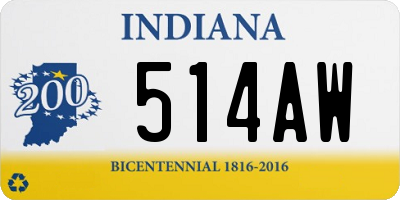 IN license plate 514AW