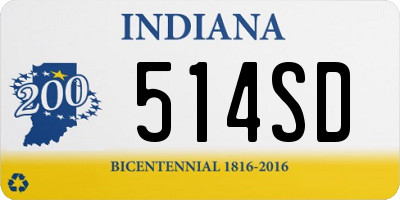 IN license plate 514SD