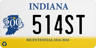 IN license plate 514ST