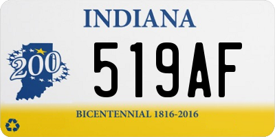 IN license plate 519AF