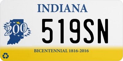 IN license plate 519SN