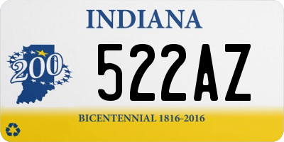 IN license plate 522AZ