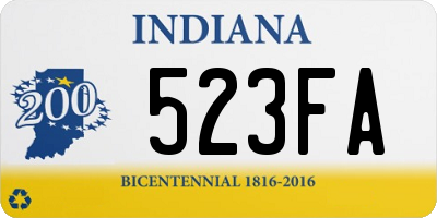 IN license plate 523FA