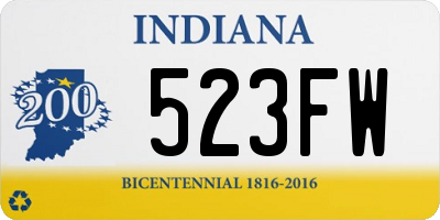 IN license plate 523FW