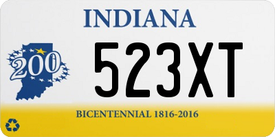 IN license plate 523XT
