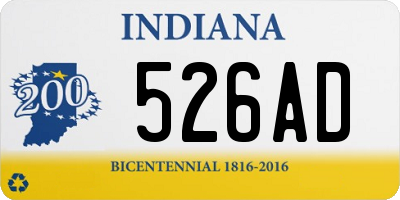 IN license plate 526AD