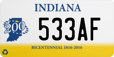 IN license plate 533AF