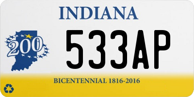 IN license plate 533AP