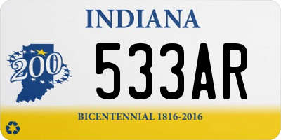 IN license plate 533AR