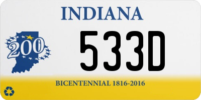 IN license plate 533D