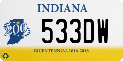 IN license plate 533DW