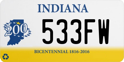 IN license plate 533FW