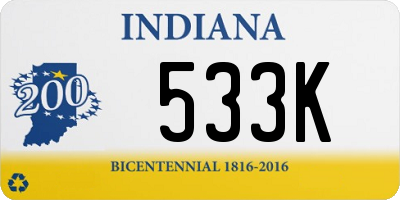 IN license plate 533K