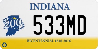 IN license plate 533MD