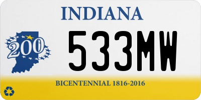 IN license plate 533MW