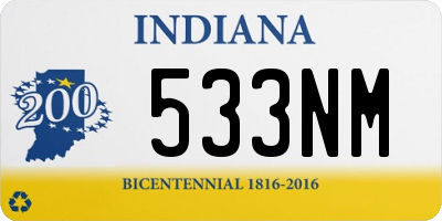 IN license plate 533NM