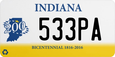 IN license plate 533PA