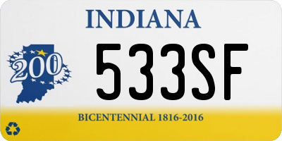 IN license plate 533SF