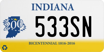 IN license plate 533SN