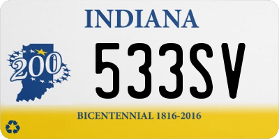 IN license plate 533SV