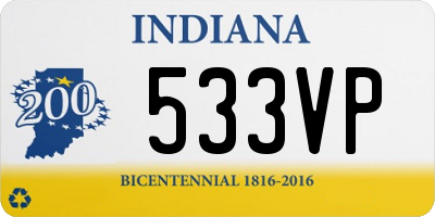 IN license plate 533VP