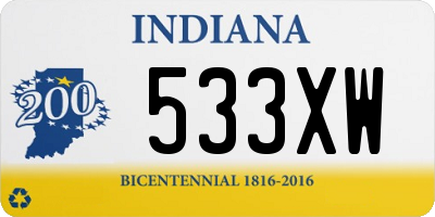 IN license plate 533XW