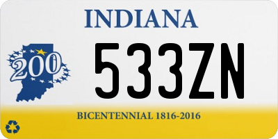IN license plate 533ZN