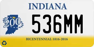 IN license plate 536MM