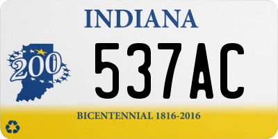 IN license plate 537AC