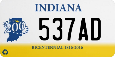 IN license plate 537AD